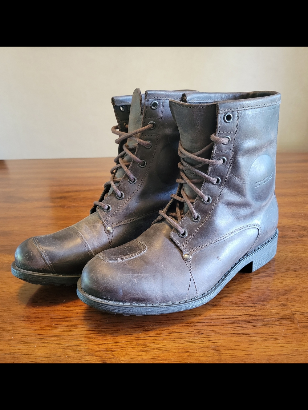 Women's TCX Brown Leather Lace-Up Motorcycle Riding Boots